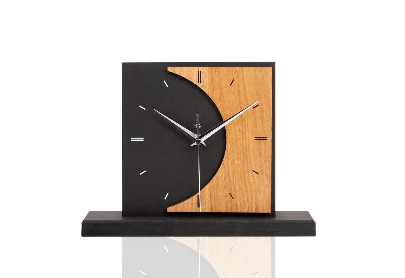 Kreative Feder Standuhr Moon Schwarz Leises Uhrwerk - Bild 2
