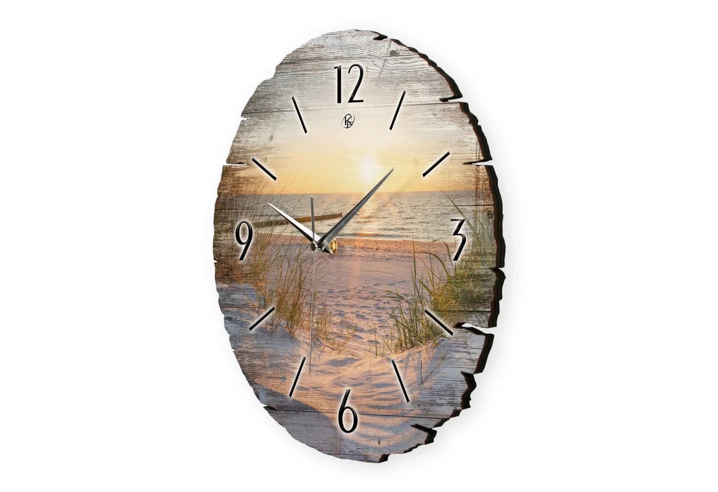 Kreative Feder Wanduhr Strand aus Naturholz 30cm