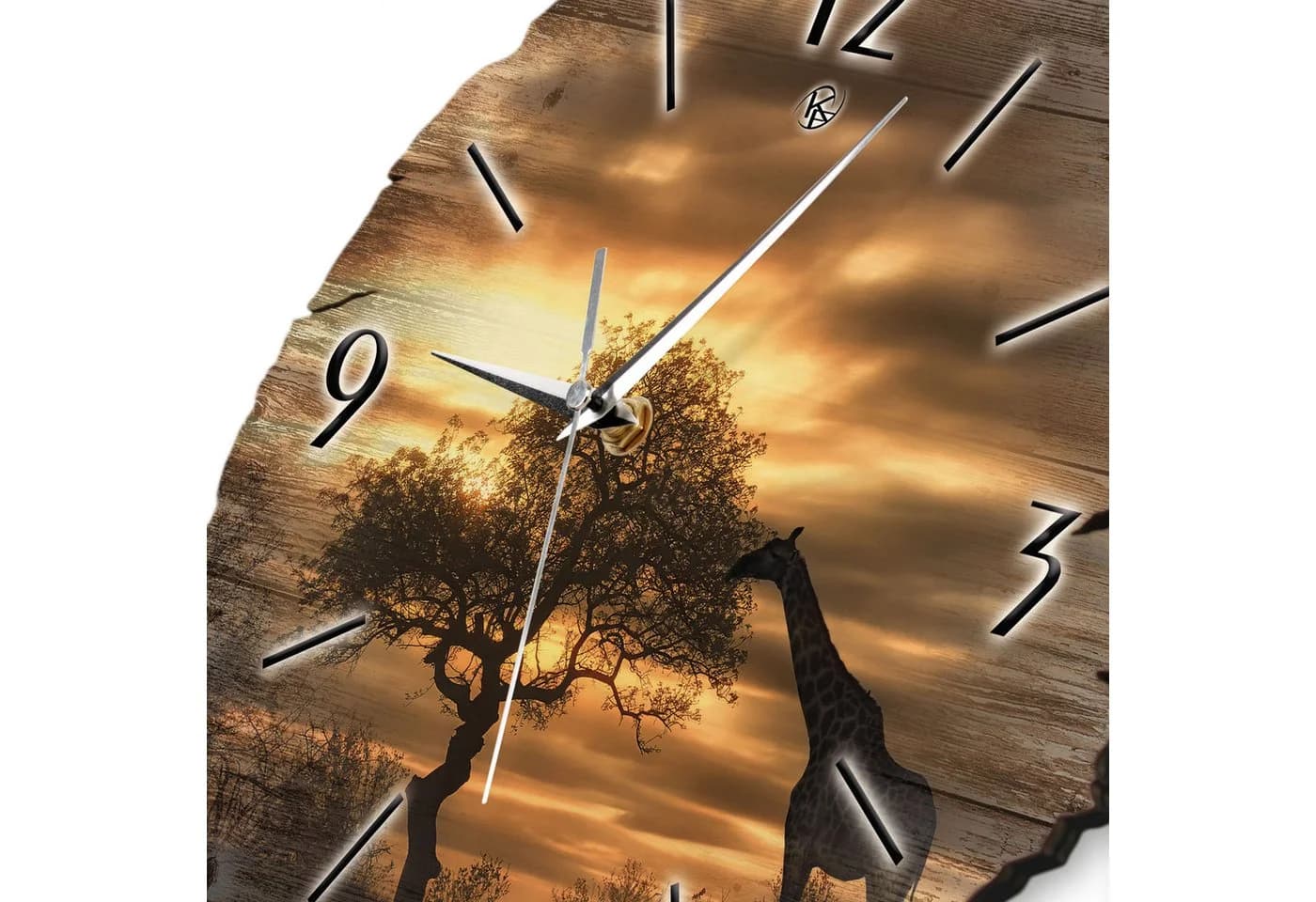Kreative Feder Wanduhr "Giraffe in Afrika" aus Naturholz ⌀ 30cm - Bild 4