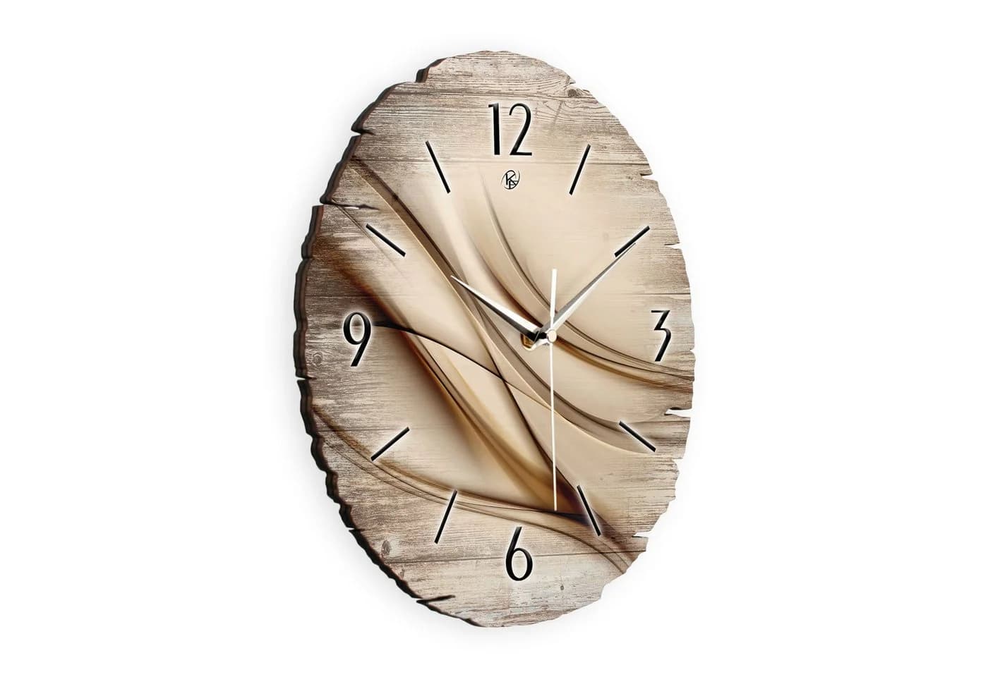 Kreative Feder Wanduhr Brown Line Naturholz ⌀ 30cm - Bild 3