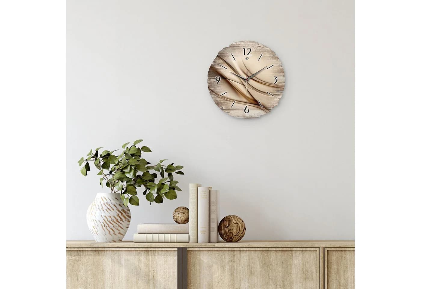 Kreative Feder Wanduhr Brown Line Naturholz ⌀ 30cm - Bild 5