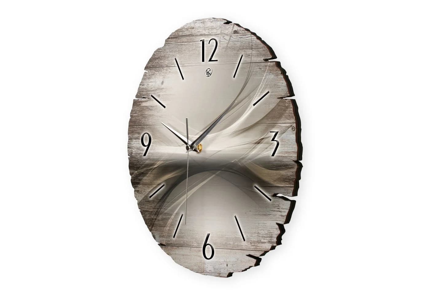 Kreative Feder Wanduhr Silverline Naturholz Ø 30cm Silber