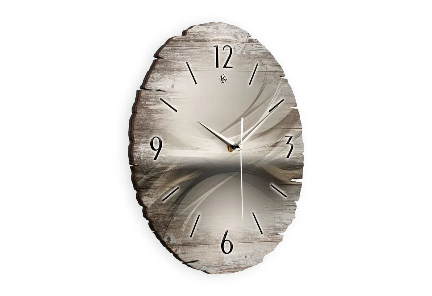 Kreative Feder Wanduhr Silverline Naturholz Ø 30cm Silber - Bild 3