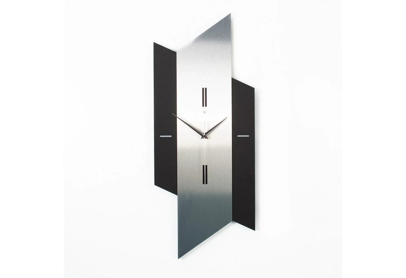 Moderne Wanduhr in Silber und Schwarz - Bild 2