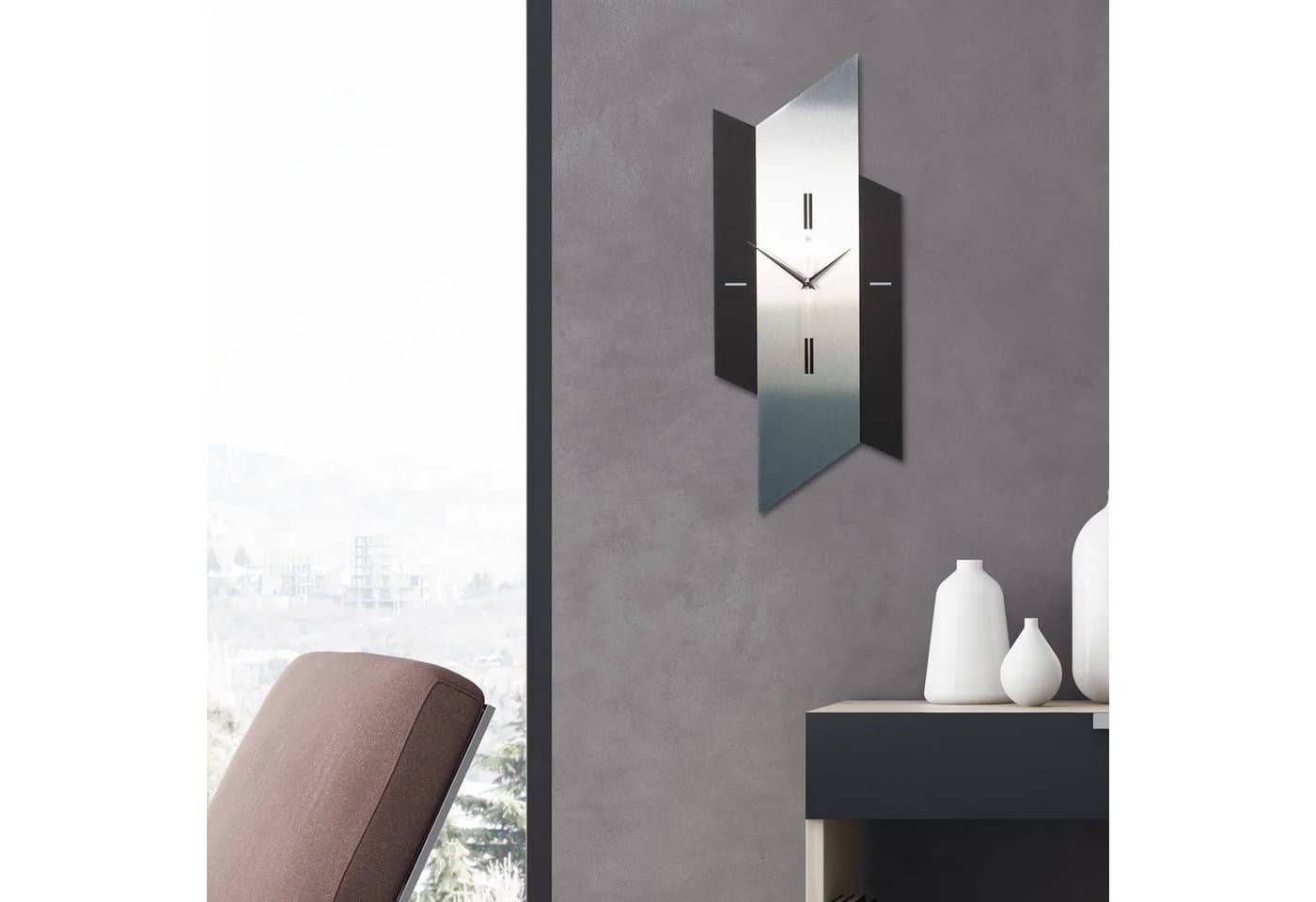 Moderne Wanduhr in Silber und Schwarz - Bild 5