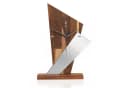 Kreative Feder Standuhr „Brown Square“ Massivholz Braun Metall-Look Bild 2