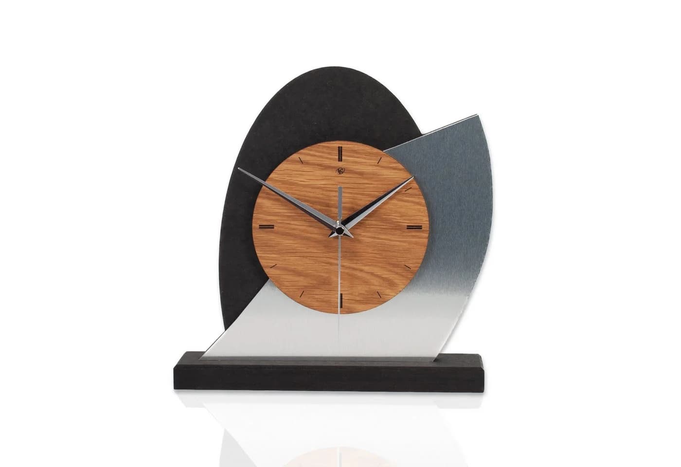 Kreative Feder Standuhr „Silver Dome“ aus Holz, Tischuhr in modernem Metallic-Look, Funk- o. Quarzuhrwerk, kein Ticken - Bild 2