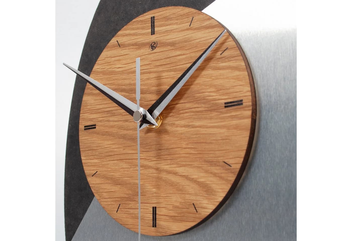 Kreative Feder Standuhr „Silver Dome“ aus Holz, Tischuhr in modernem Metallic-Look, Funk- o. Quarzuhrwerk, kein Ticken - Bild 3