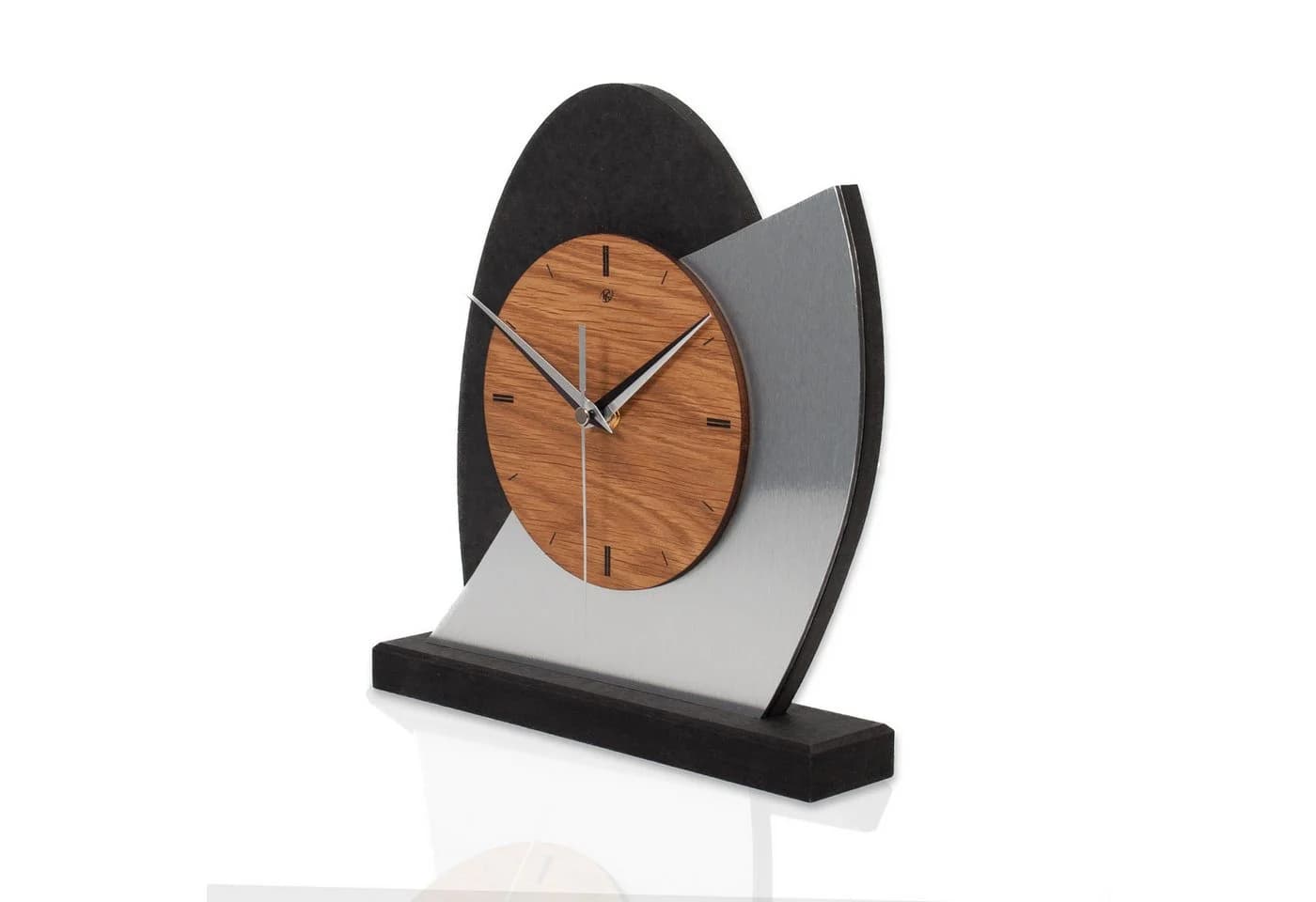 Kreative Feder Standuhr „Silver Dome“ aus Holz, Tischuhr in modernem Metallic-Look, Funk- o. Quarzuhrwerk, kein Ticken - Bild 4