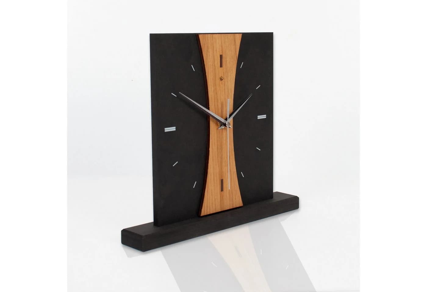 Kreative Feder Standuhr „Stripe“ Schwarz Holz Modern