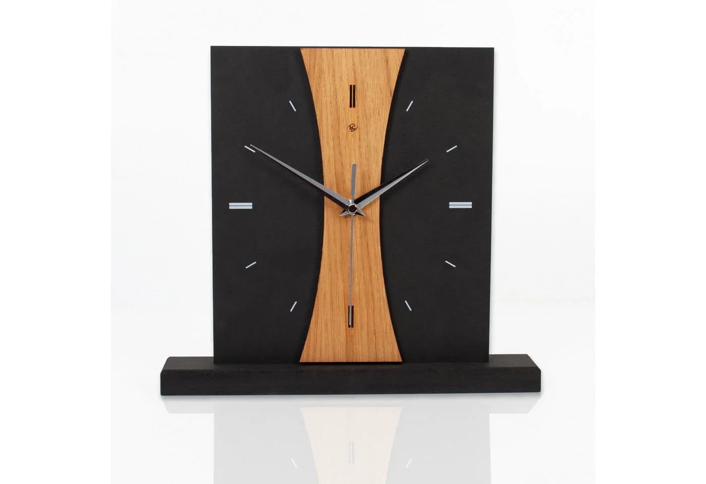 Kreative Feder Standuhr „Stripe“ Schwarz Holz Modern - Bild 2