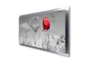 Kreative Feder 3D Wanduhr Mohnblume Aluminium Silber Leise Bild 1