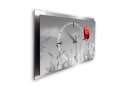 Kreative Feder 3D Wanduhr Mohnblume Aluminium Silber Leise Bild 3