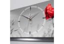 Kreative Feder 3D Wanduhr Mohnblume Aluminium Silber Leise Bild 4
