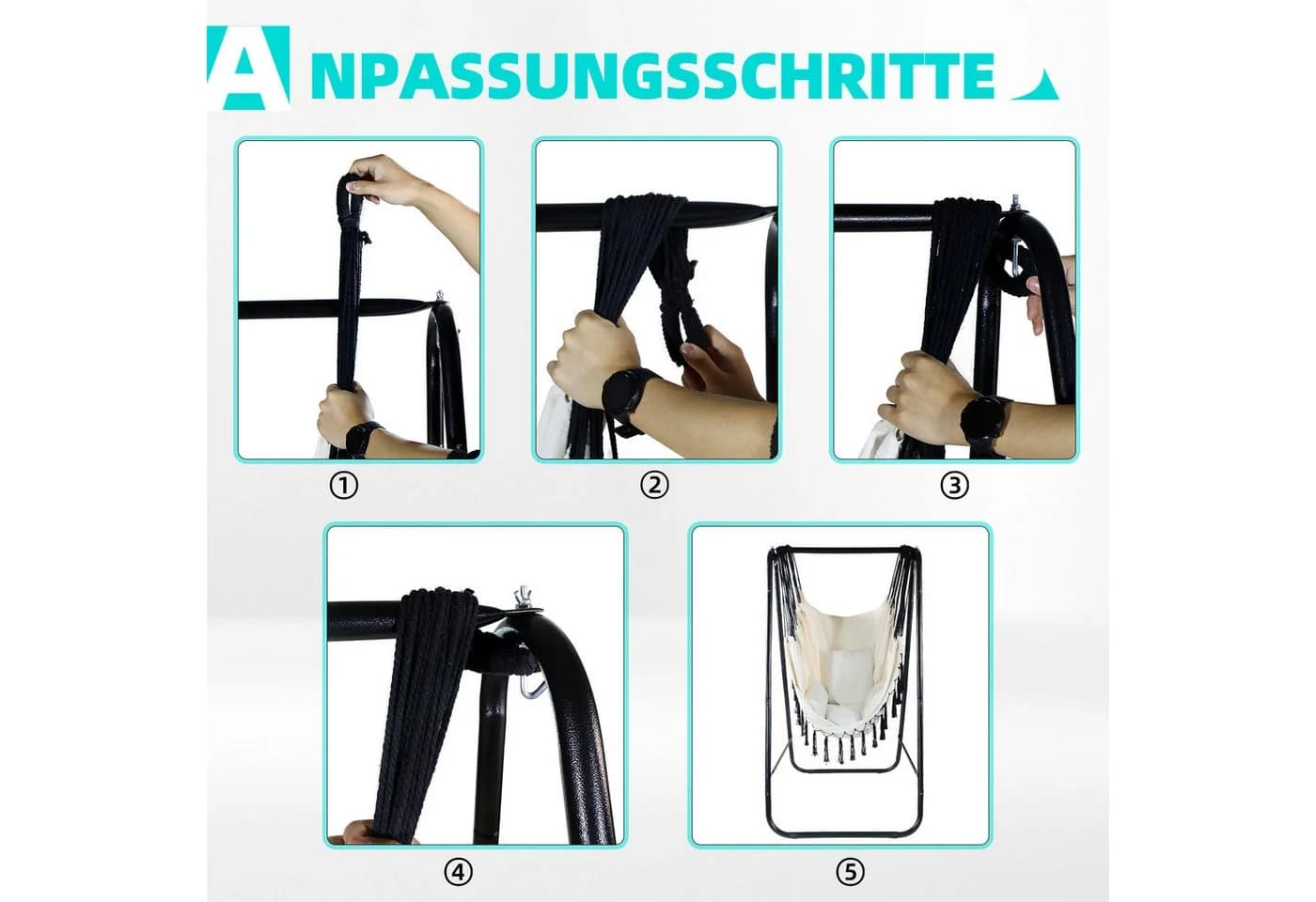 CCLIFE Hängesessel mit Gestell Beige Tragbar Hängeschaukel - Bild 4