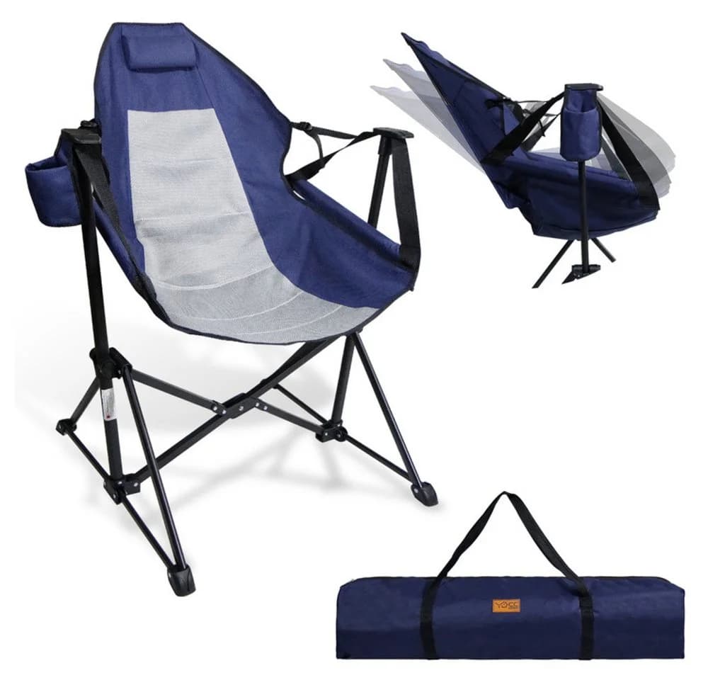 CCLIFE Schaukelstuhl Campingstuhl Gartenstuhl Faltbar Blau - Bild 2