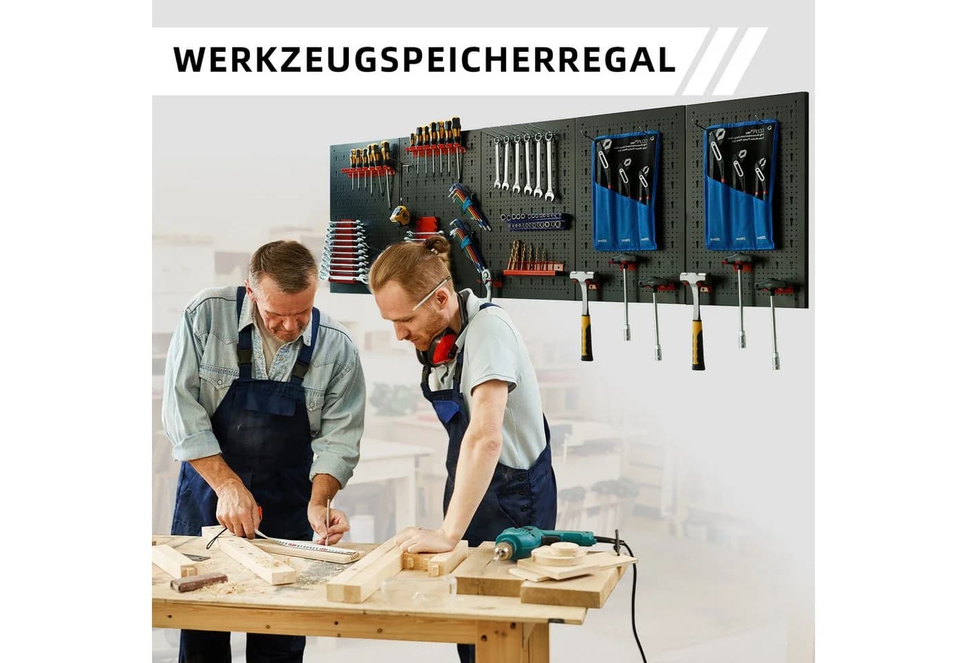 CCLIFE 3-teilige Metall-Werkzeugwand mit 43 Haken und Zubehör - Bild 5
