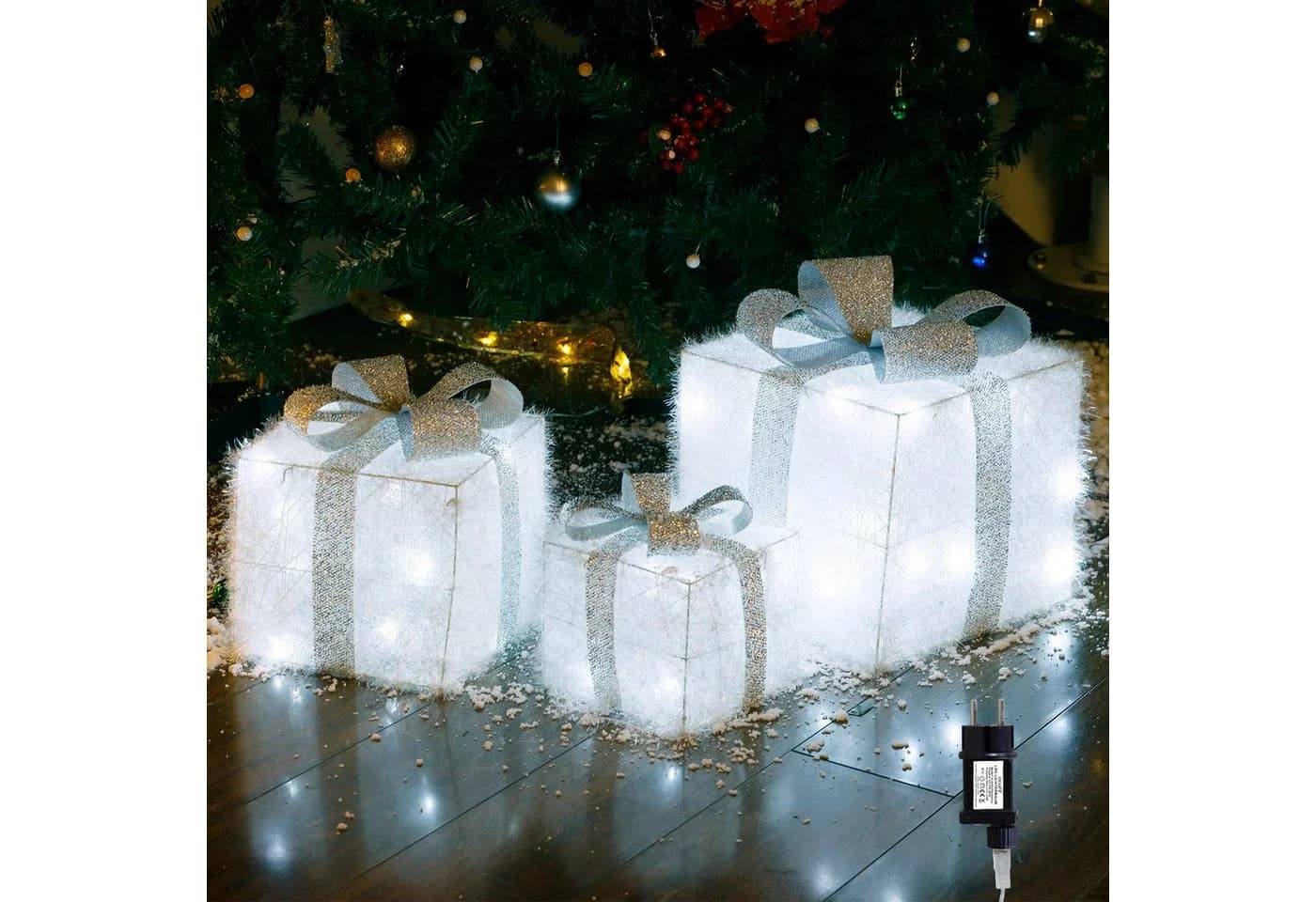 CCLIFE LED Geschenkbox 3er Bunt Gold Silber - Bild 2