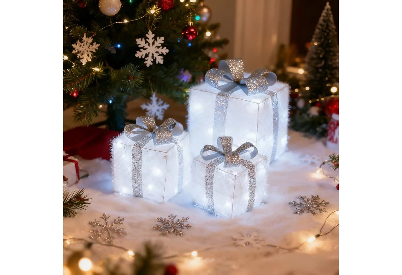 CCLIFE LED Geschenkbox 3er Bunt Gold Silber - Bild 3