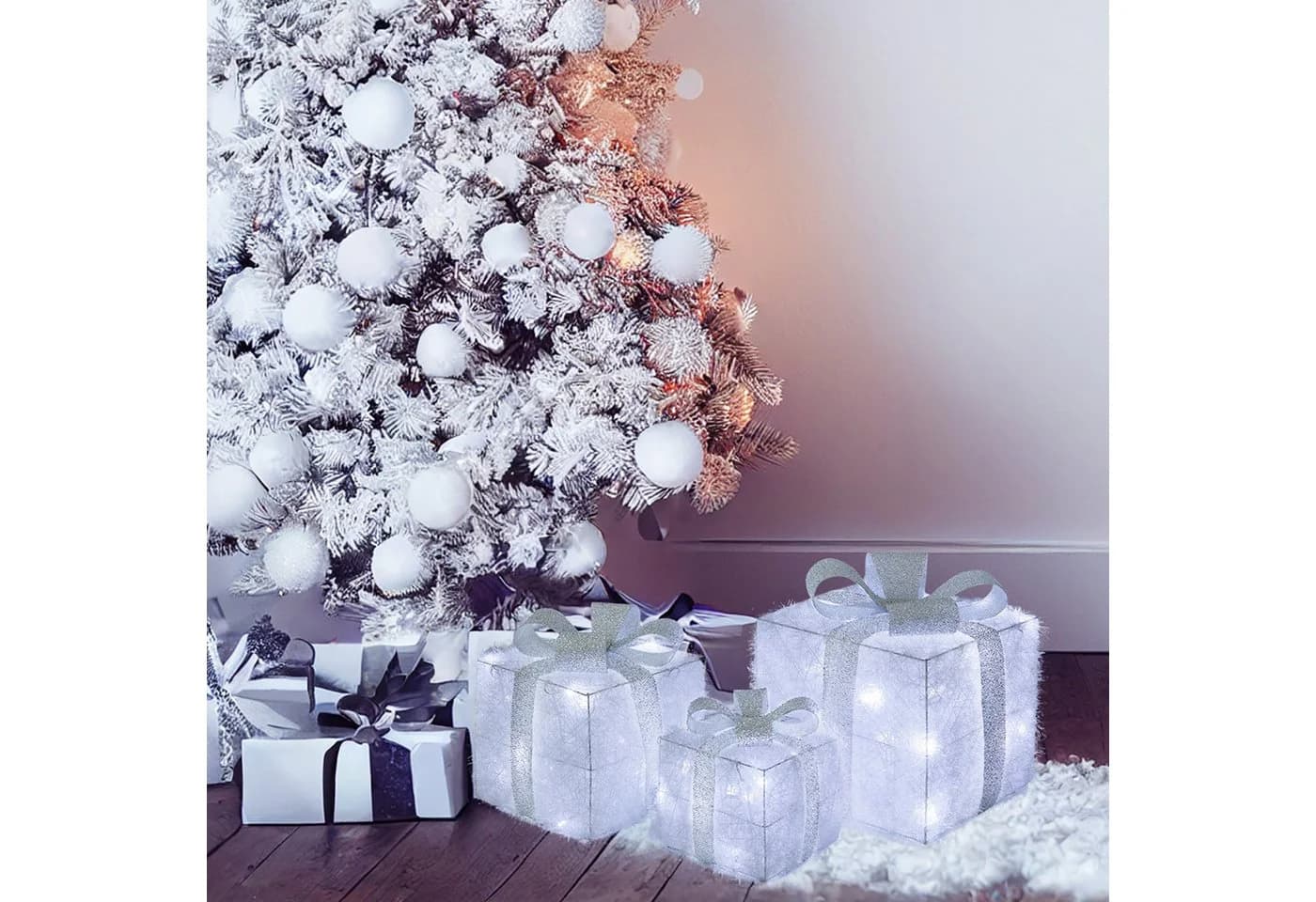 CCLIFE LED Geschenkbox 3er Bunt Gold Silber - Bild 4