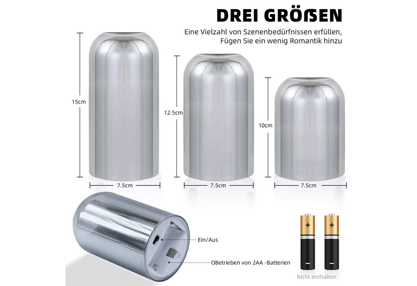 CCLIFE LED-Kerzen 3er Set mit Fernbedienung Timer 300h - Bild 3