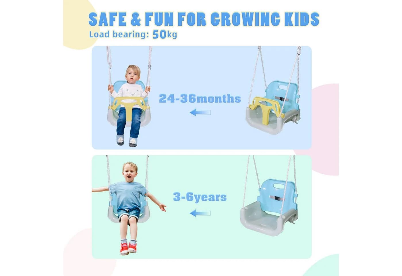 CCLIFE Babyschaukel Gelb Verstellbar 50KG