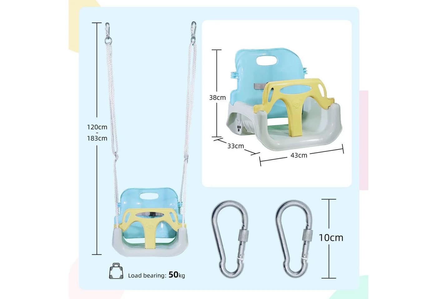 CCLIFE Babyschaukel Gelb Verstellbar 50KG - Bild 3