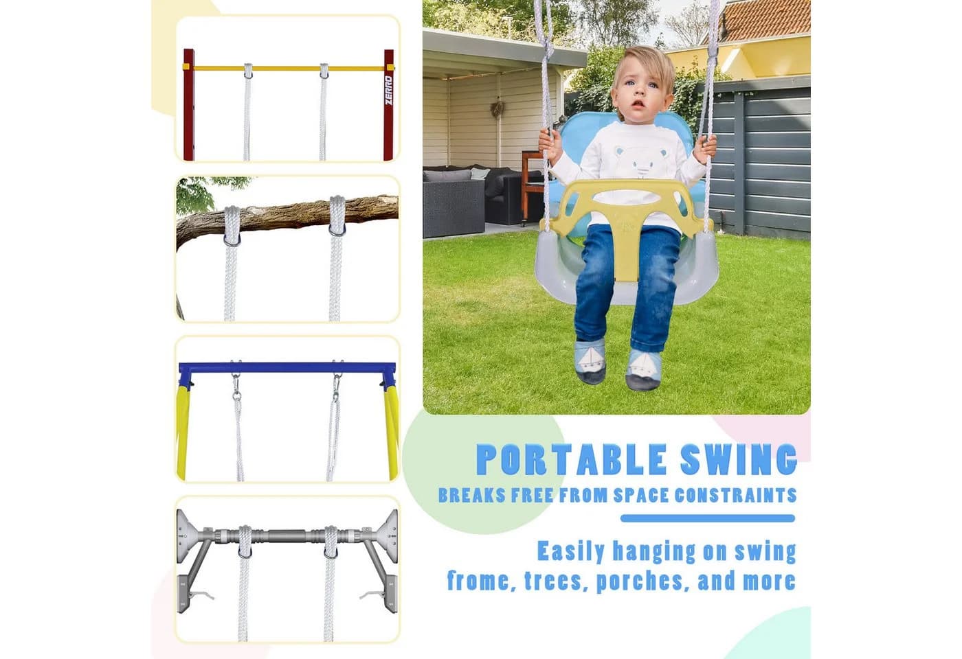 CCLIFE Babyschaukel Gelb Verstellbar 50KG - Bild 5