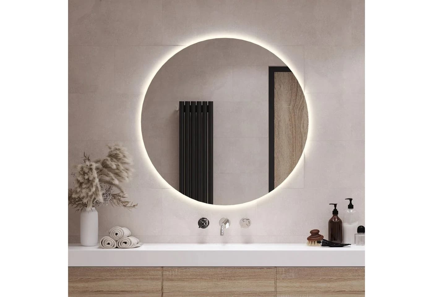 Tulup Runder Badspiegel mit LED-Beleuchtung Warmweiß 3000K - Bild 4