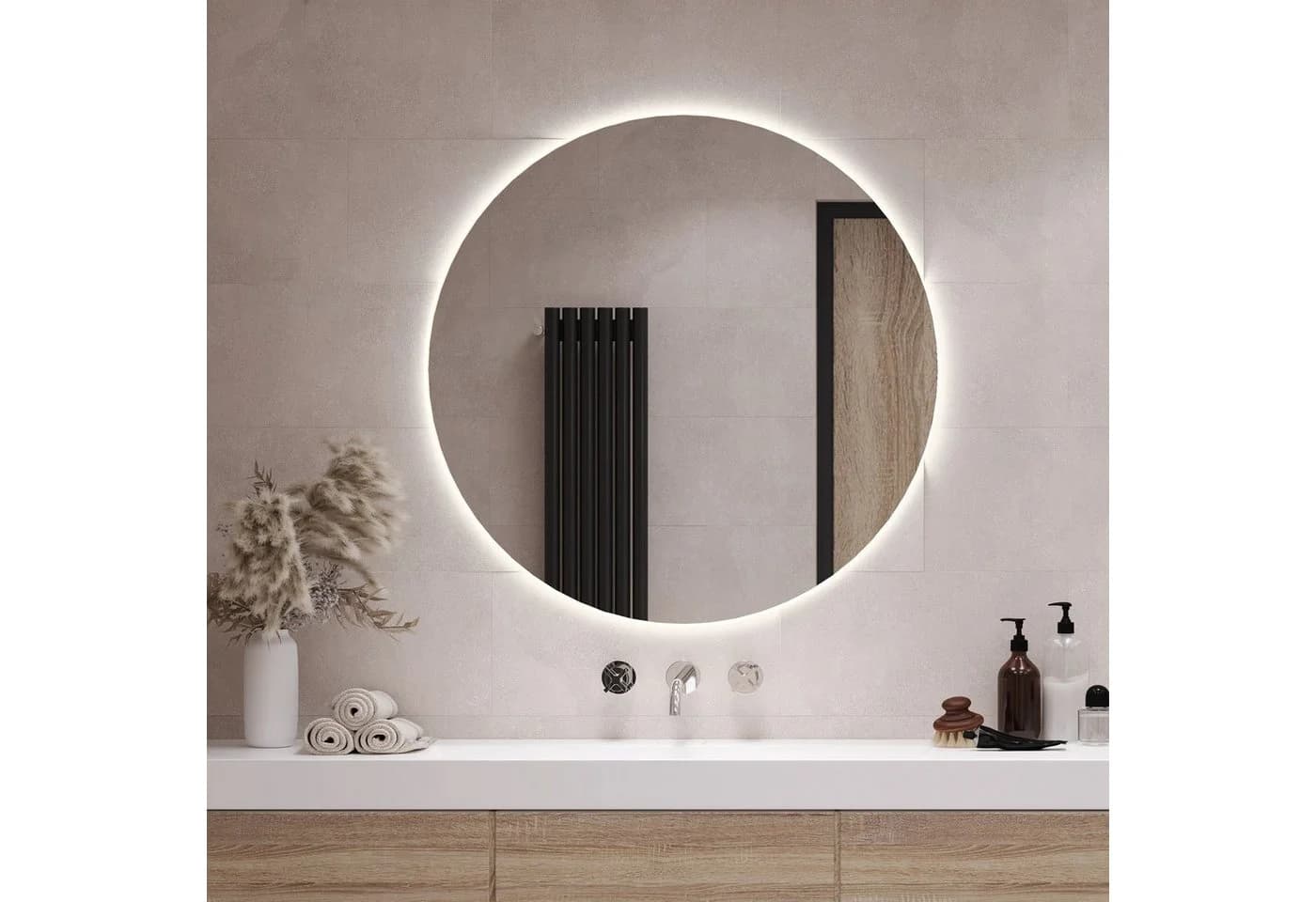 Tulup Dekospiegel Runder Wandspiegel mit LED-Beleuchtung Neutralweiß - Bild 3