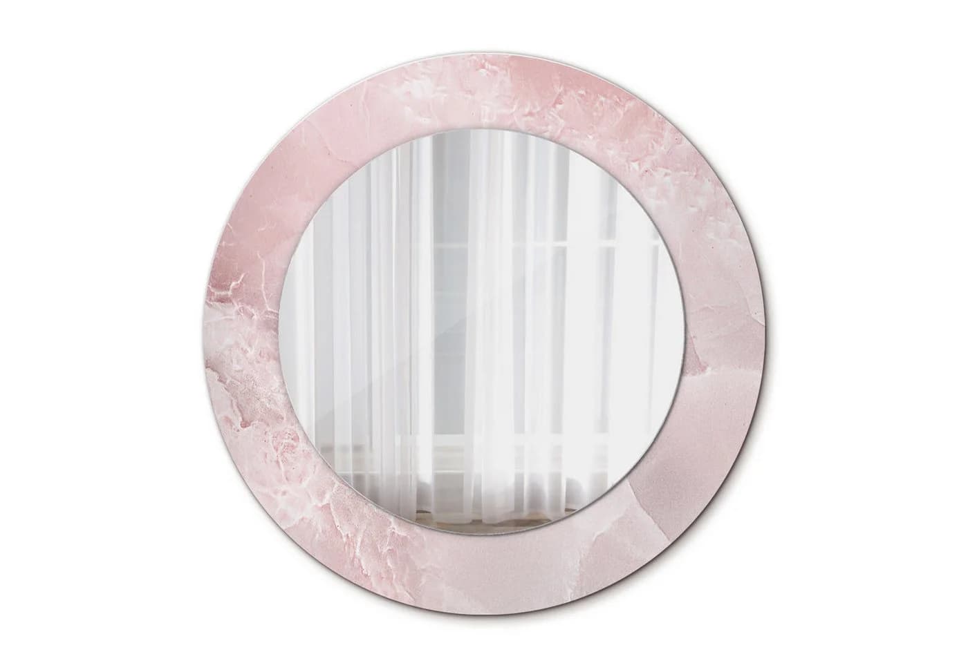 Tulup Wandspiegel Rund mit Grafik Rosa Glasrahmen Modern - Bild 2