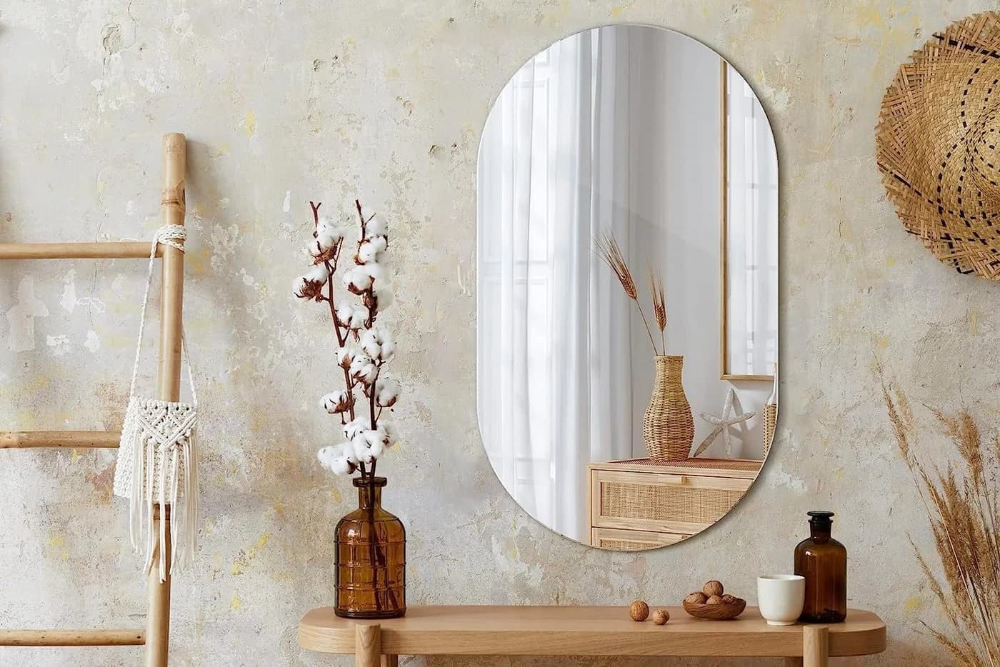 Tulup Wandspiegel Oval Unregelmäßig Badezimmerspiegel Glas