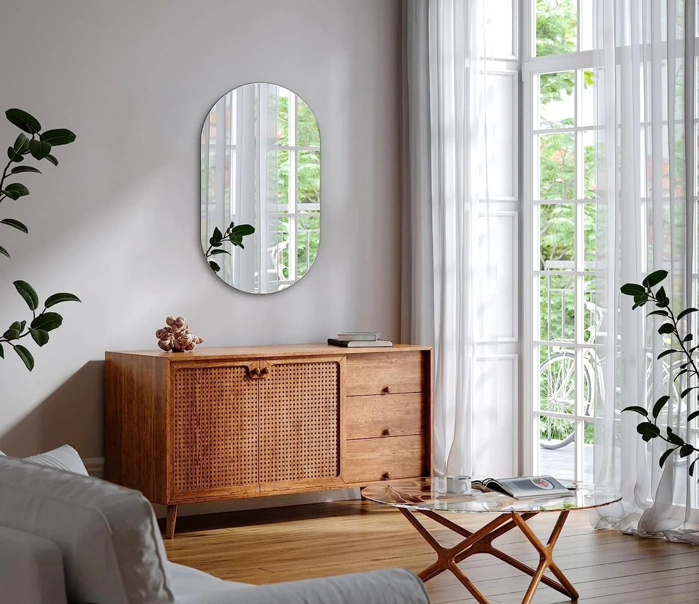 Tulup Wandspiegel Oval Unregelmäßig Badezimmerspiegel Glas - Bild 5