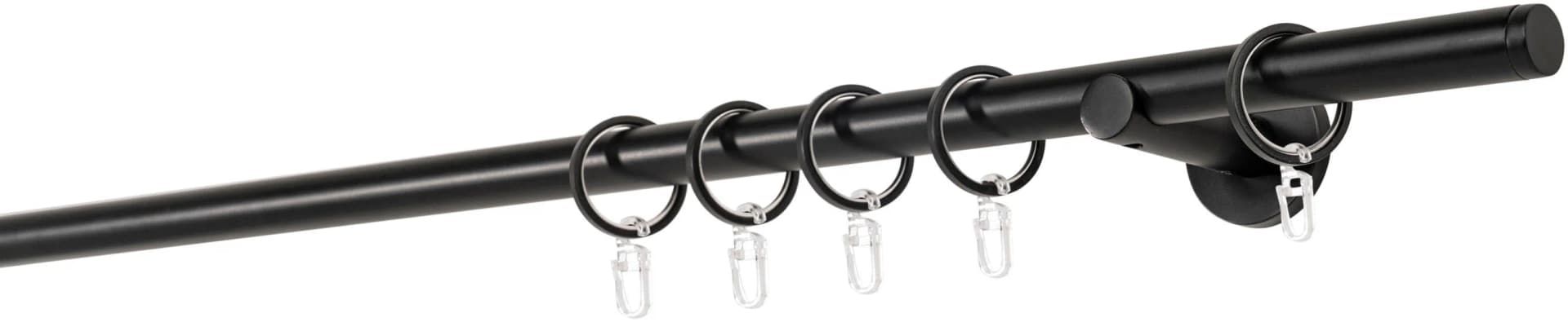MYDECO Gardinenstange Schwarz 20mm Wandträger 6,5 cm