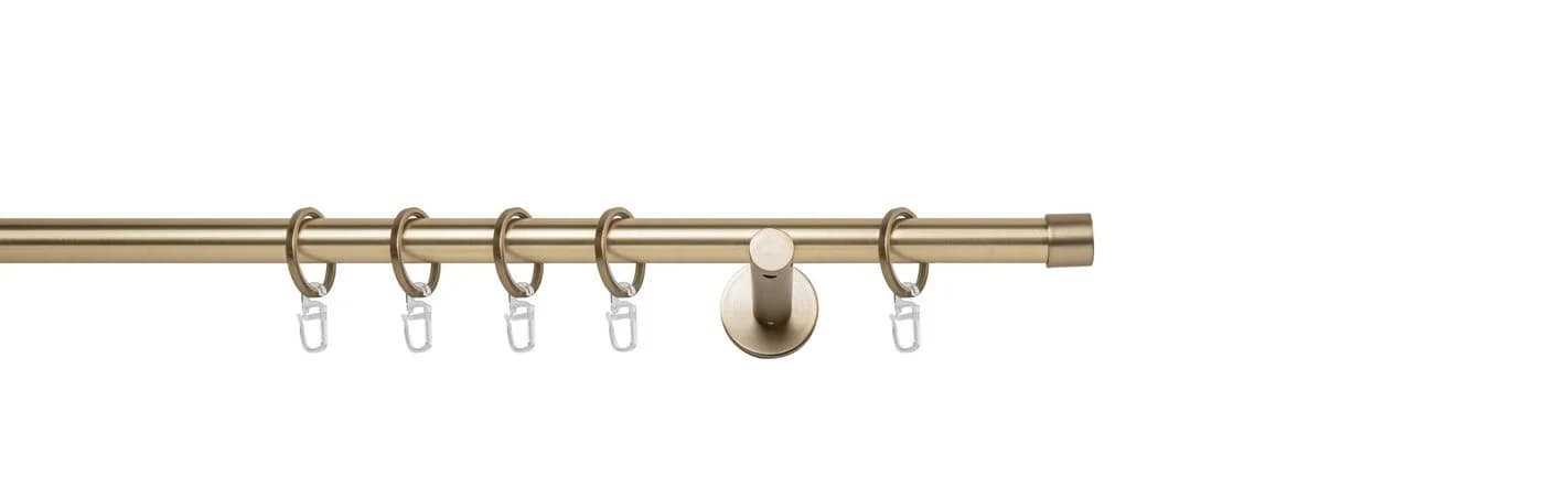 ONDECO Gardinenstange Rundrohr Wandabstand 12cm Kappe, Ø 20 mm, 1-läufig-läufig, Wunschmaßlänge, Bohren, verschraubt