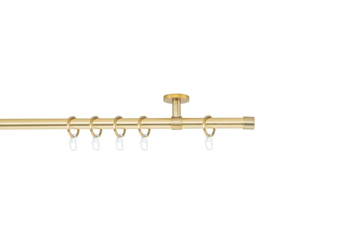 ONDECO Gardinenstange Rundrohr Deckenabstand 4cm Kappe, Ø 20 mm, 1-läufig-läufig, Wunschmaßlänge, Bohren, verschraubt