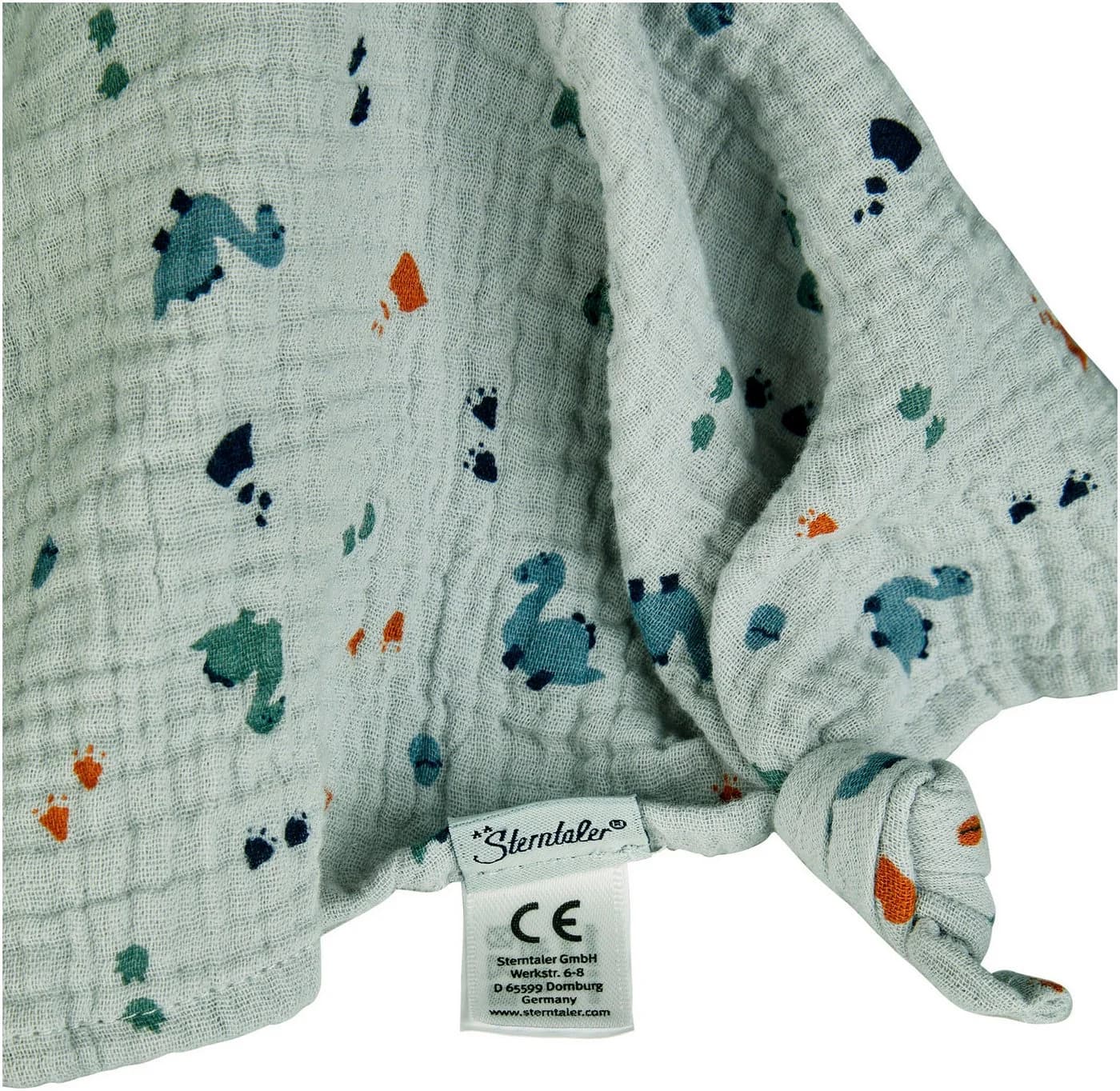 Sterntaler® Schmusetuch Dino Rexi L - Musselin Kuscheltuch Blau/Grau