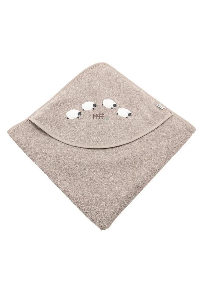STERNTALER Kapuzenbadetuch 80x80 cm Beige Schaf Applikation Frottee - Bild 2