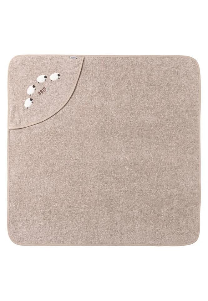 STERNTALER Kapuzenbadetuch 80x80 cm Beige Schaf Applikation Frottee - Bild 3