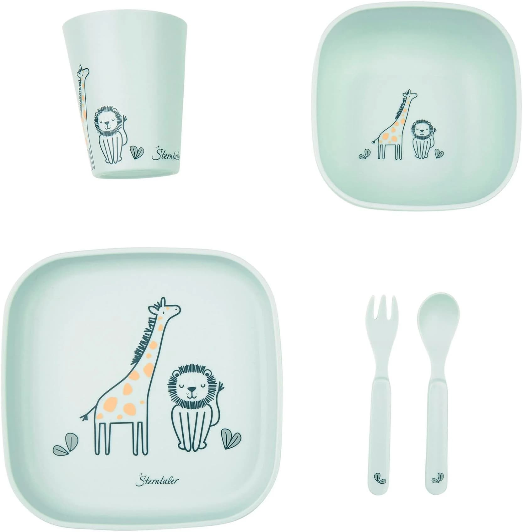 Kindergeschirr-Set Safari, eckig, Motiv