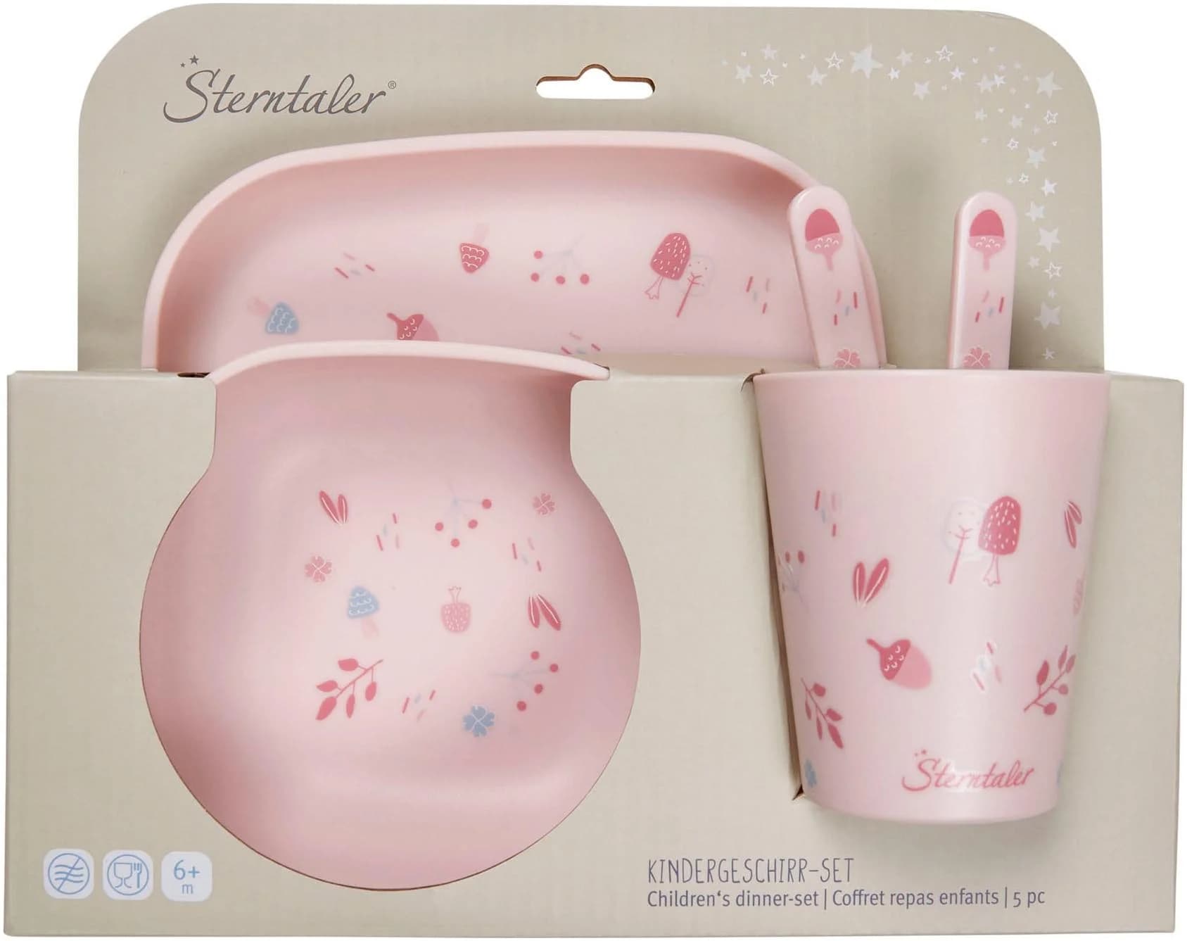 Sterntaler Kindergeschirr-Set Hase Hanni Eckig Quarzrosa