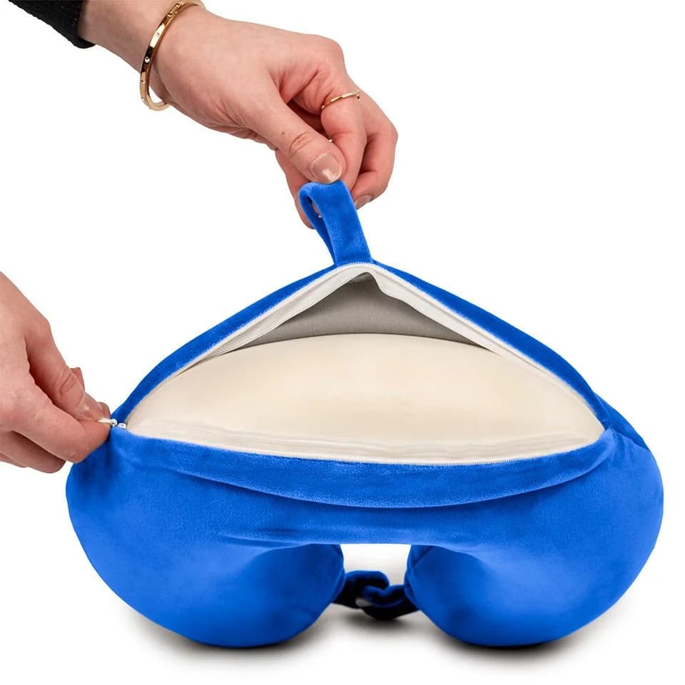 WINLIFE Reisekissen Memory Foam Nackenhörnchen Blau