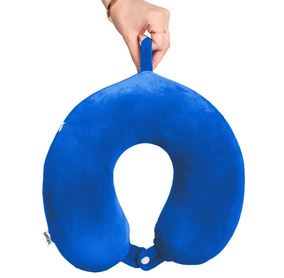 WINLIFE Reisekissen Memory Foam Nackenhörnchen Blau - Bild 2
