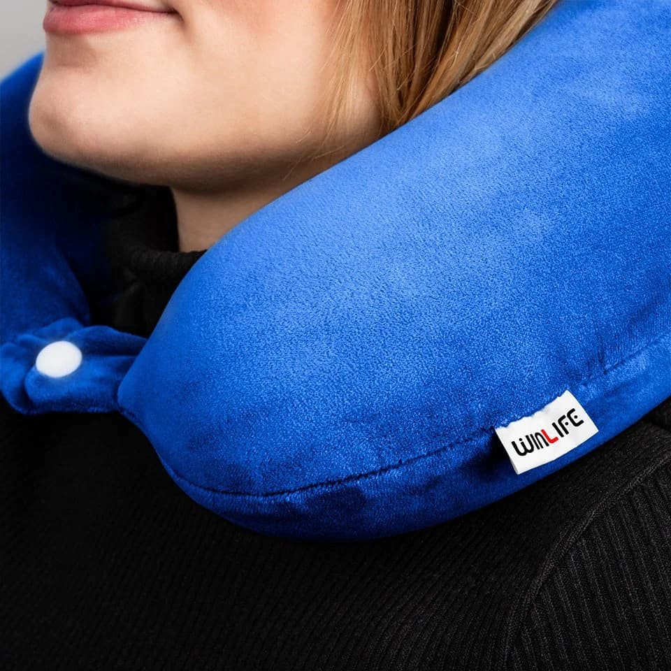 WINLIFE Reisekissen Memory Foam Nackenhörnchen Blau - Bild 4