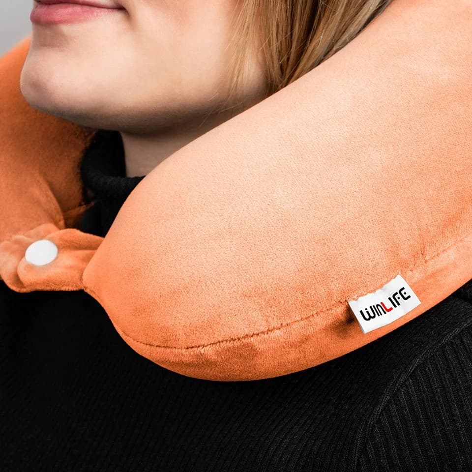 WINLIFE Reisekissen Memory Foam Nackenhörnchen Orange - Bild 4