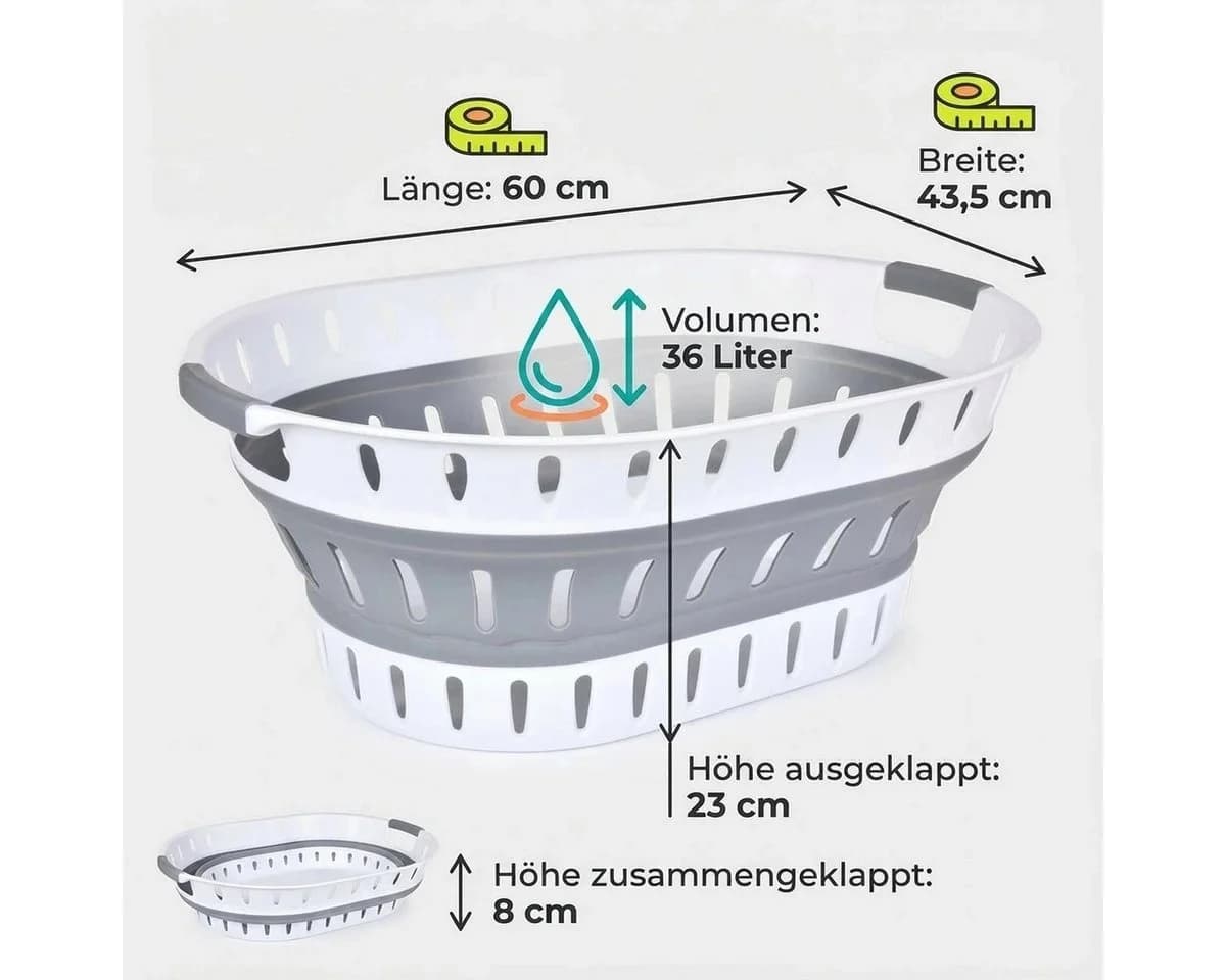 König Design Wäschekorb faltbar 36L