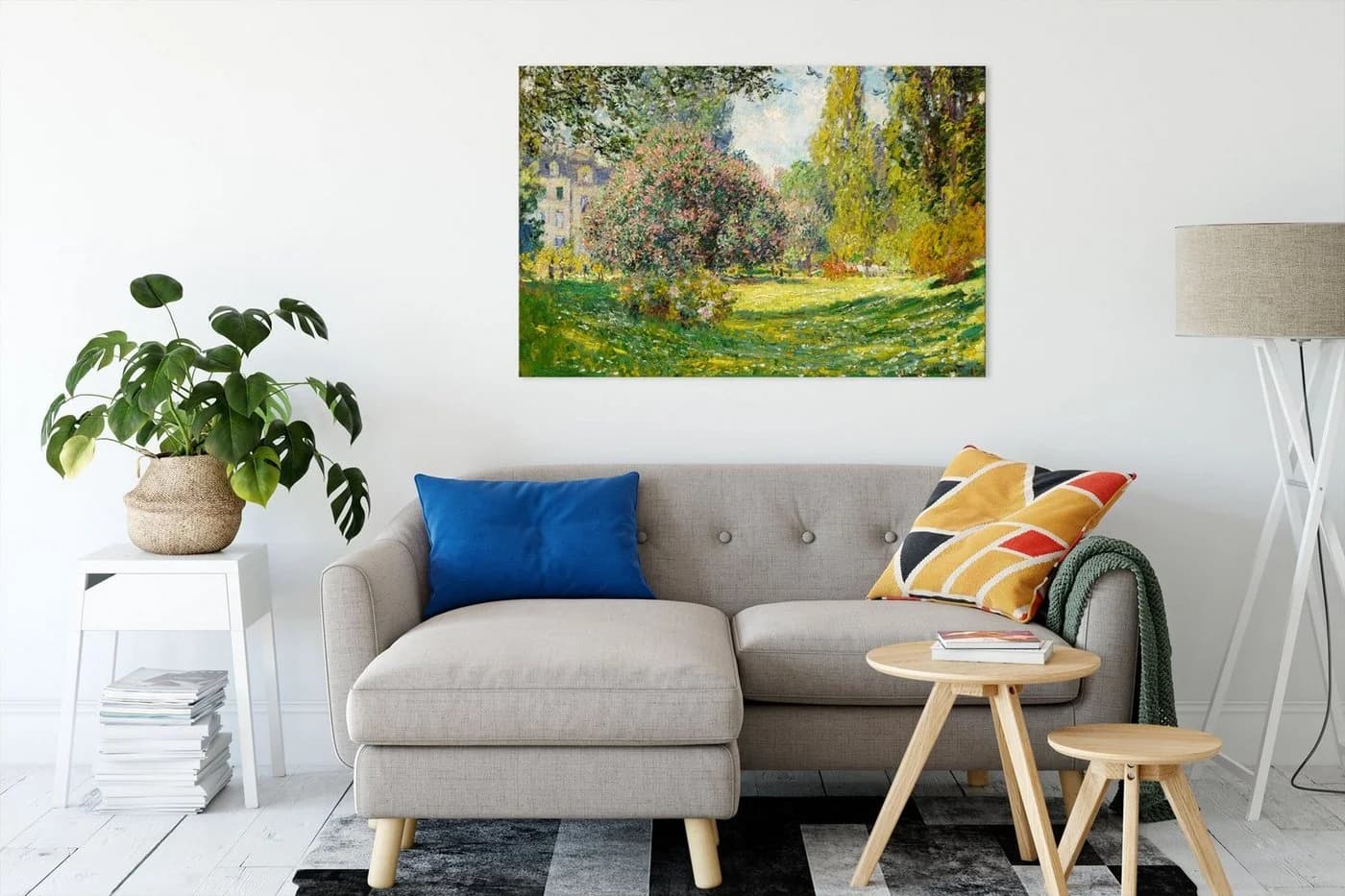 Pixxprint Leinwandbild Claude Monet Landschaft am Park Monceau