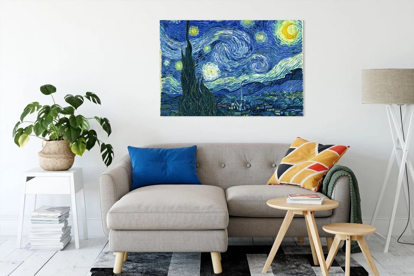 Pixxprint Leinwandbild Vincent Van Gogh Die Sternennacht Bunt