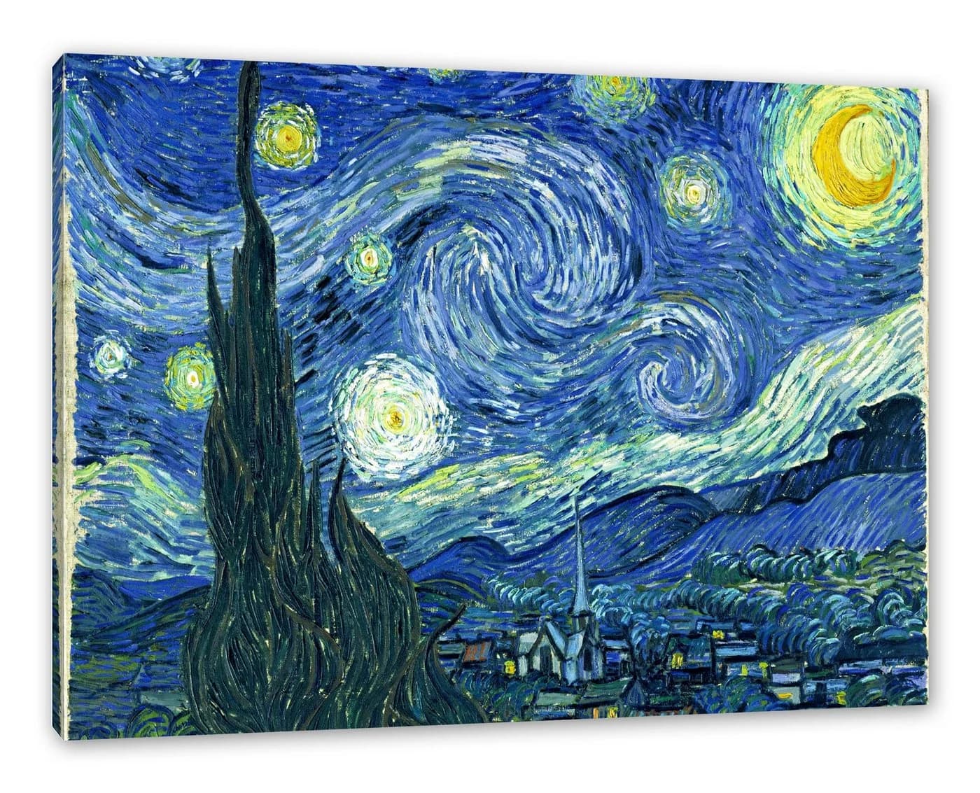 Pixxprint Leinwandbild Vincent Van Gogh Die Sternennacht Bunt - Bild 2