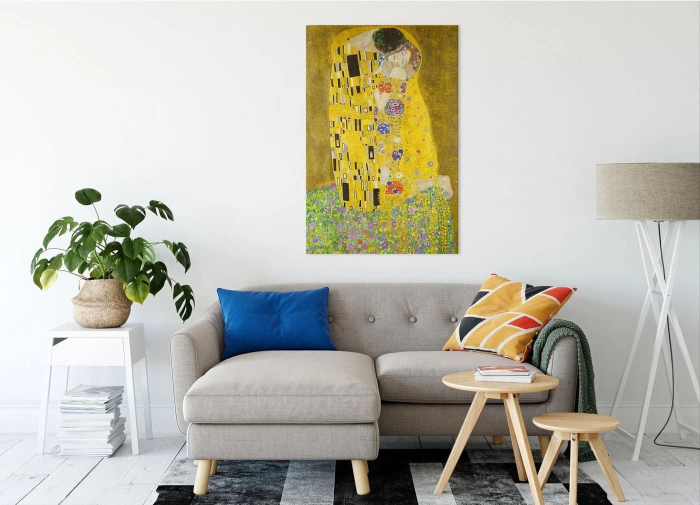Pixxprint Leinwandbild Gustav Klimt - Der Kuss Bunt